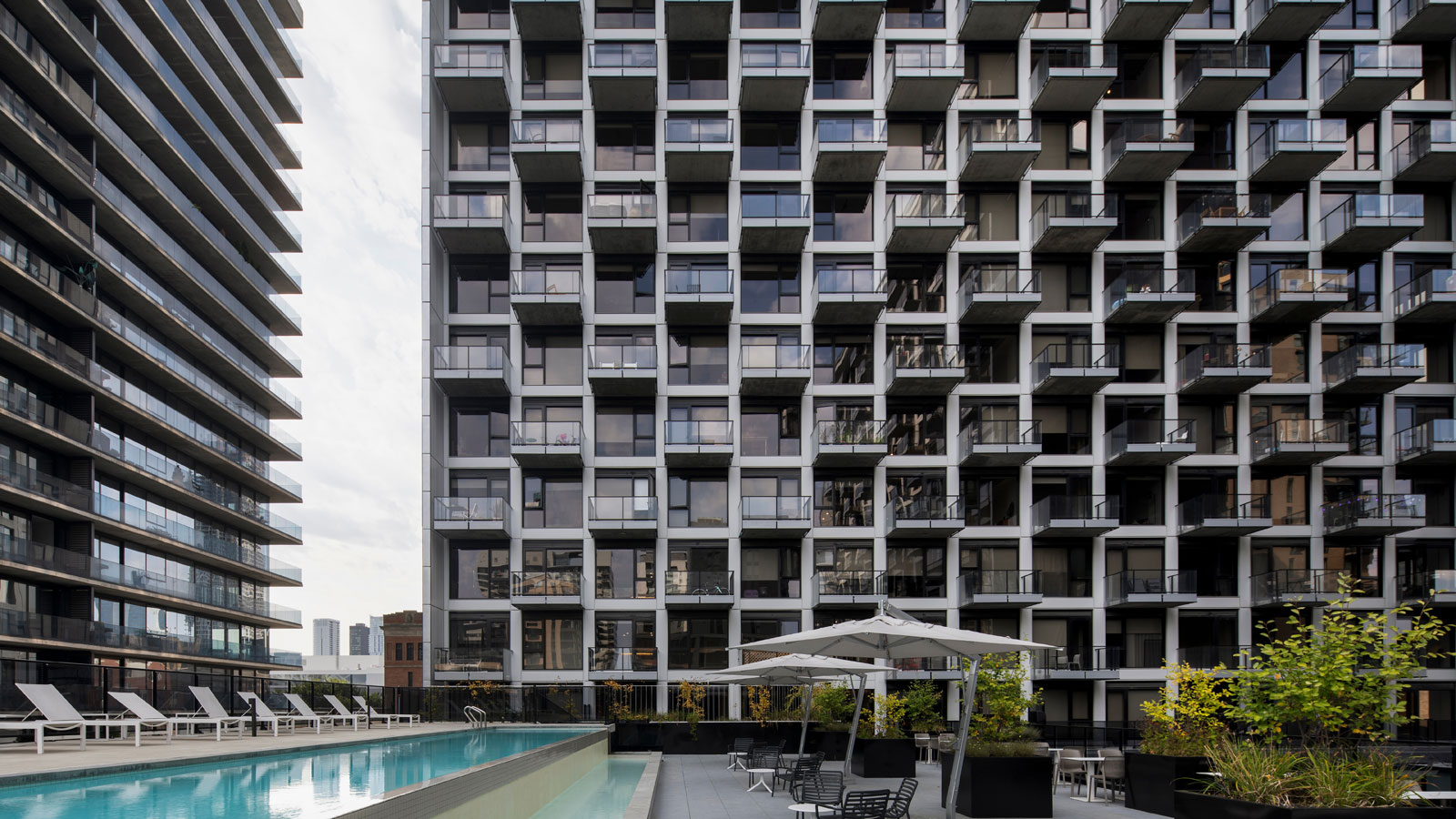 compelling facade design of griffin square in montreal designed by acdf architecture