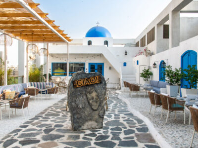 Greek-Mediterranean inspired rooftop restaurant in gurugram designed by txe designs