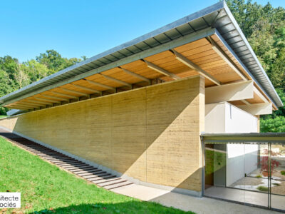 landscape-led design for multi purpose hall at chateaufort in suburban paris by leo berellini architects