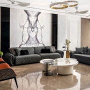 living room in surat apartment designed by unit93 design studio