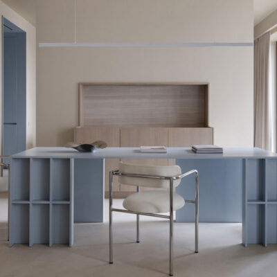 blue and beige colour scheme in moscow apartment designed by arina krisanova