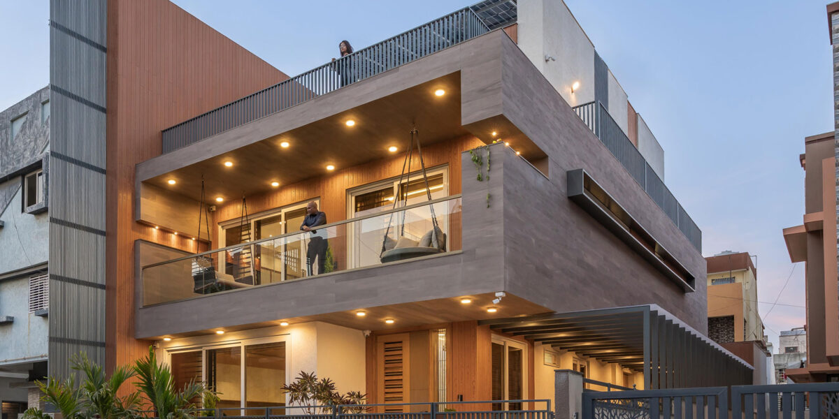 cantilevered urban house in ahmedabad designed around a triple-height chowk by prashant parmar architect
