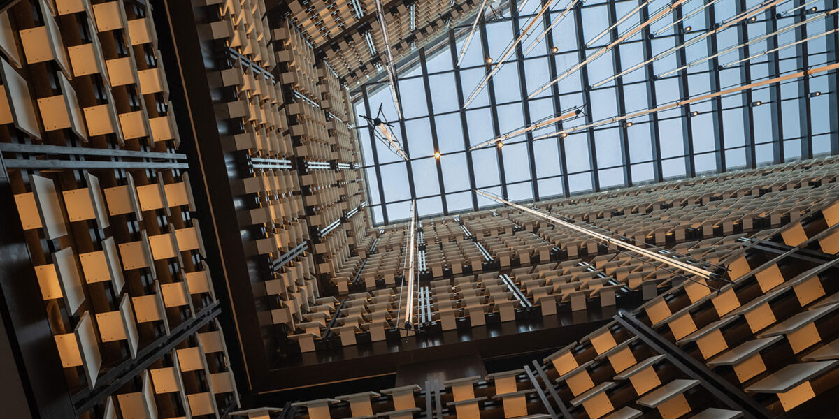 interior view of skylight of xinghe yunge hotel in xian designed djx design studio
