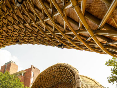 ashoka university canteen in haryana follows an open strategy facade designed by lyth design