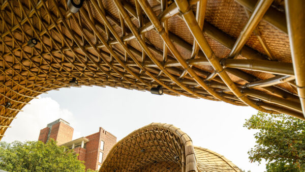ashoka university canteen in haryana follows an open strategy facade designed by lyth design