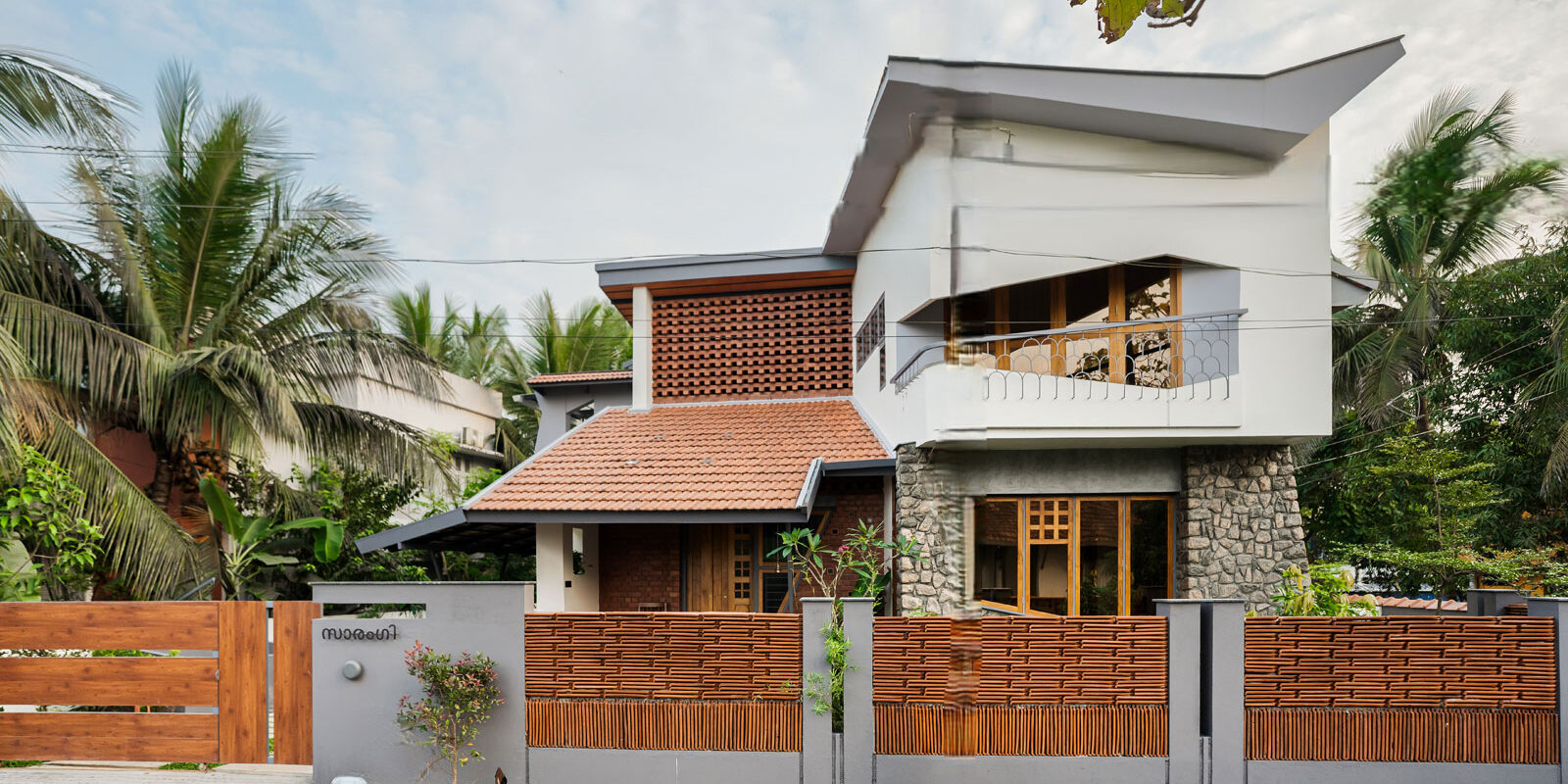 facade of butterfly house in kerala designed by tales of design studio