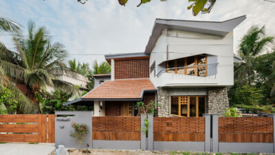facade of butterfly house in kerala designed by tales of design studio