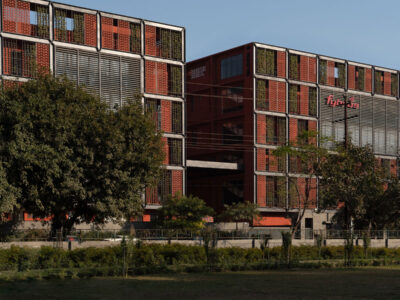twin habitat in noida - an industrial building designed by basics architects