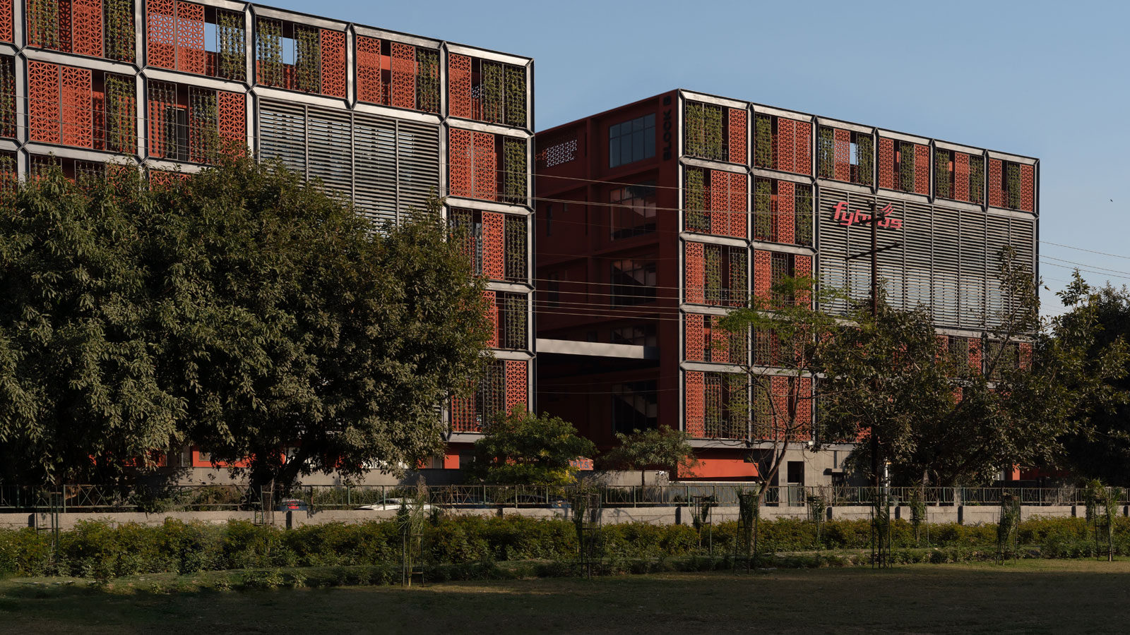 twin habitat in noida - an industrial building designed by basics architects