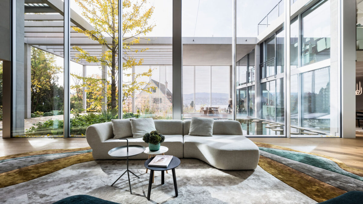 living room atrium villa zurich redesigned by noa network
