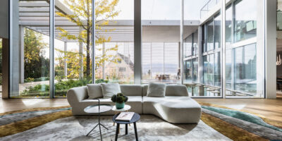 living room atrium villa zurich redesigned by noa network
