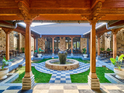 courtyard typology at jungle homes tadoba resort designed around wada architecture by nashine architects