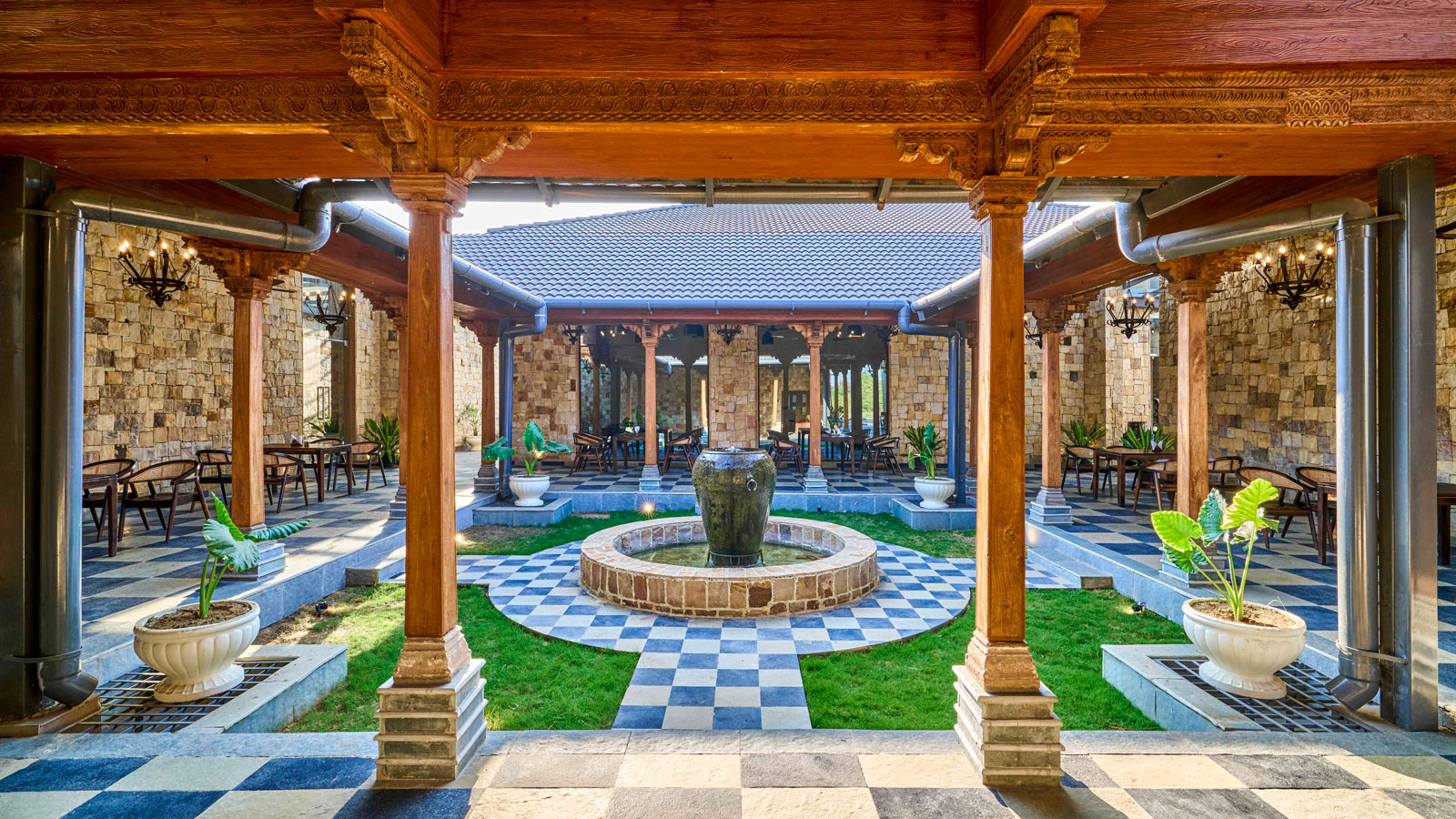 courtyard typology at jungle homes tadoba resort designed around wada architecture by nashine architects