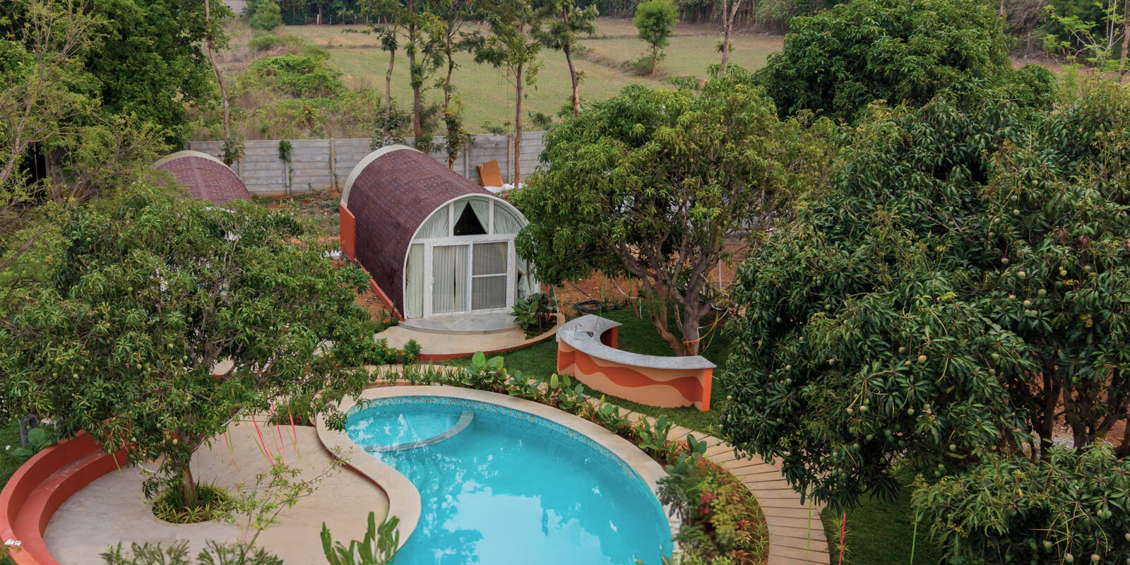 tanira farms is a small resort near bengaluru designed by archemist architects