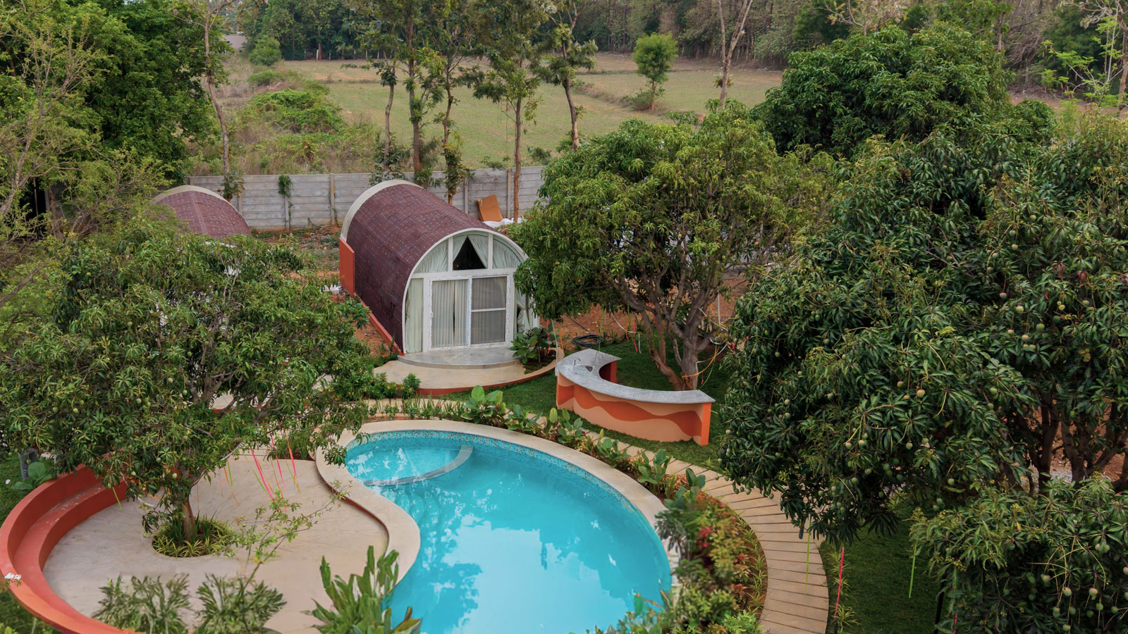 tanira farms is a small resort near bengaluru designed by archemist architects