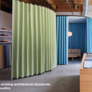 Foster + Partners Industrial Design and Kvadrat Acoustics have launched Waves, an acoustic curtain system that functions as an architectural element for shaping adaptable interior environments.