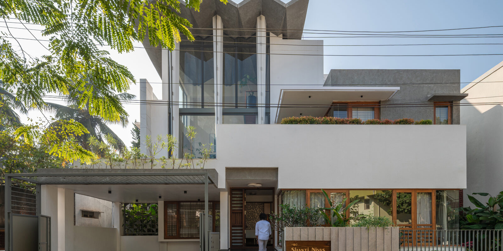 folded roof house in dharwad designed by aro design studio