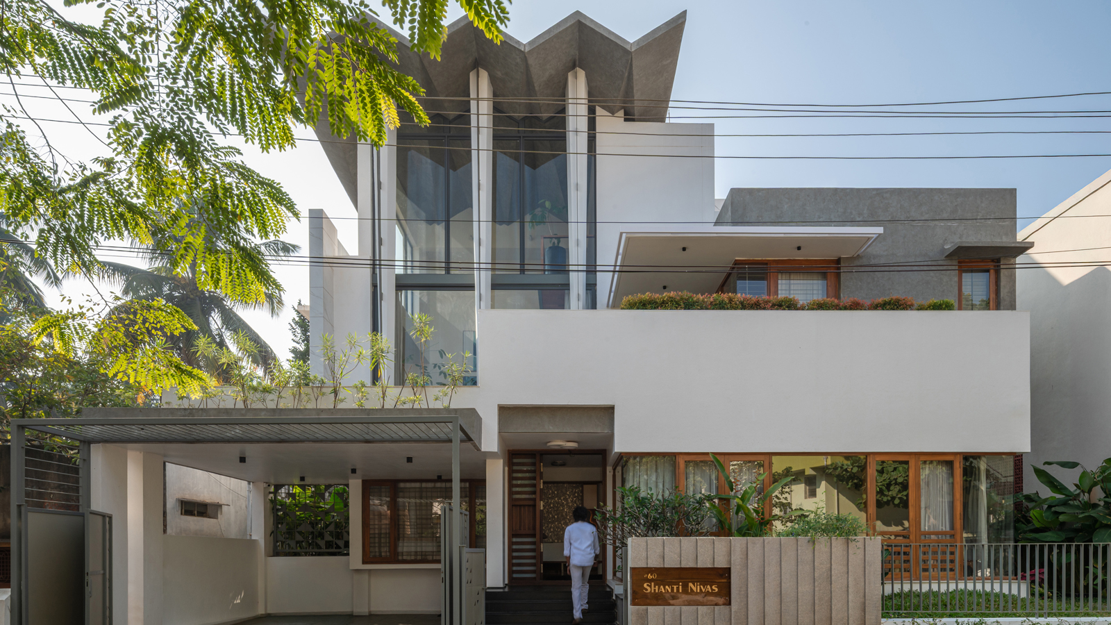 folded roof house in dharwad designed by aro design studio