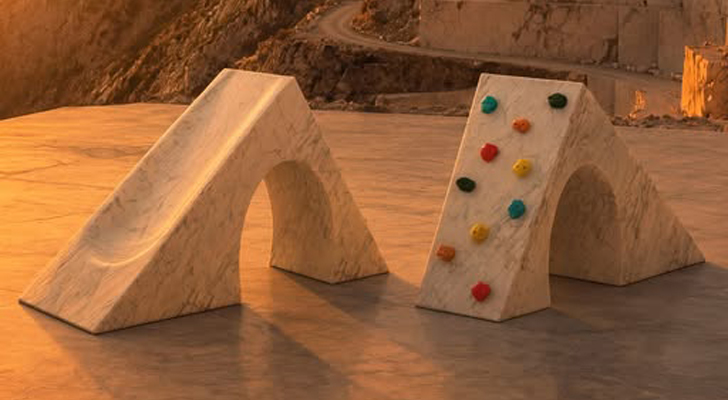 Studio Lievito transforms marble remnants into sculptural urban elements